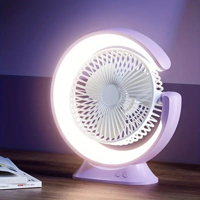 Cooling Mini Fan LED Lights Vertical 180° Horizontal 90° Rotation Silent Desk Fan Lamp Fan Desktop Personal Fan for Travel Table