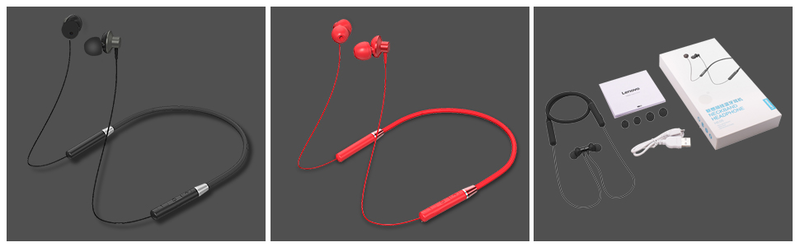 Lenovo - HE05 In Ear Neckband Bluetooth Headset Red