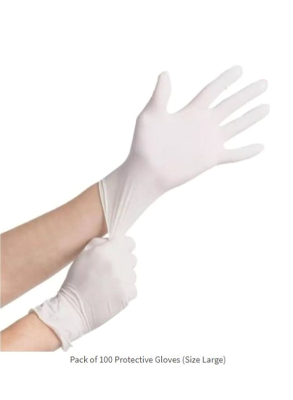 Latex Examination Powder Free Gloves, 100 Pieces, White, Small