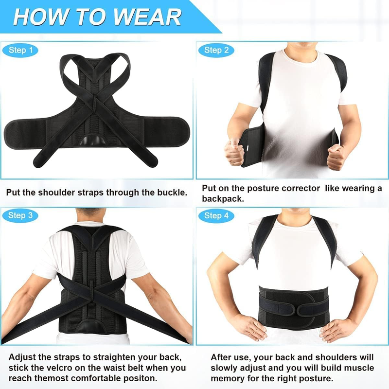 Posture Aligner Shoulder Support Adjustable Back Pain Corrector Brace Belt , Size - Universal