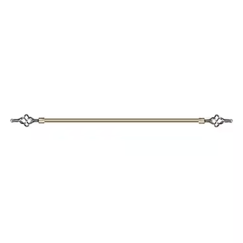 Adjustable Curtain Rod, 150-300 cm, Brass, Metal Single Rod Window Treatment Rod Drapery Rod