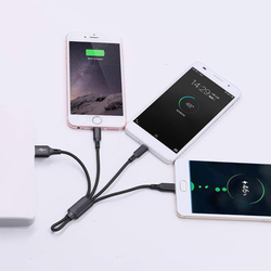 Multi USB Charging Cable, 18cm 3 in 1 Mutiple USB Charger Cable with 8Pin Lightning/USB Type C/Micro USB Connector