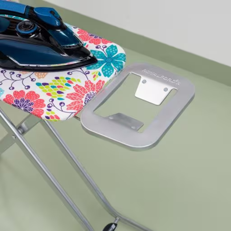 Royalford Iron Board with Adjustable Height & Lock System Mesh Ironing Board with Steam Iron Rest, 91x30cm Non-Slip Feet & Foldable Legs Heat Resistant Cover