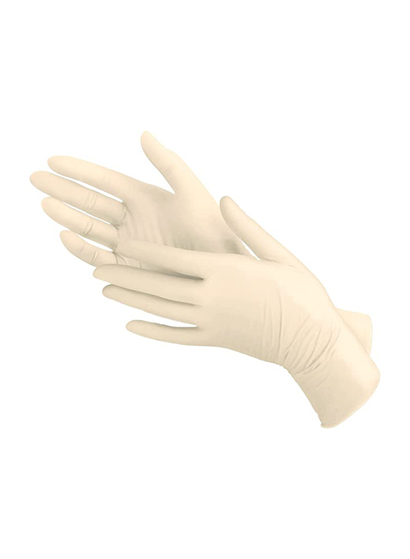 Latex Examination Powder Free Gloves, 100 Pieces, White, Small