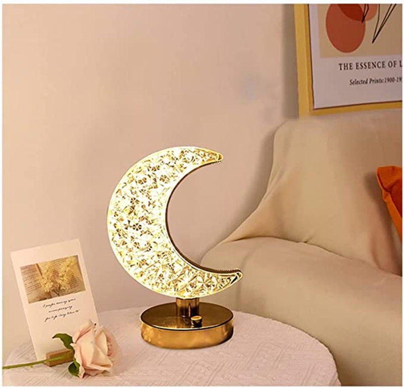 Smart Touch Portable Moon Shape Acrylic Table Lamp Led Light For Living Room Home