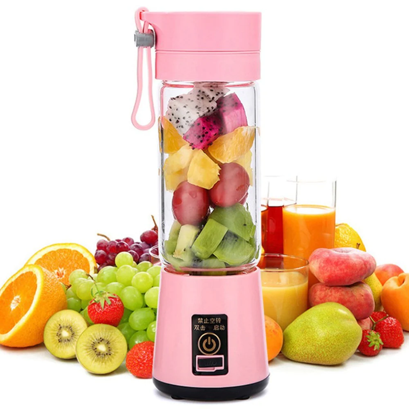 Portable blender usb mixer electric juicer machine smoothie blender 380ml - Pink