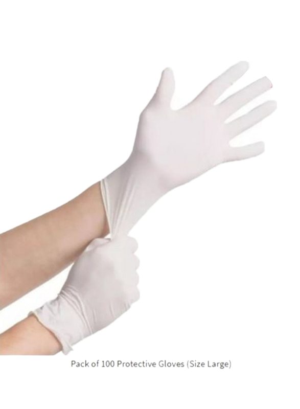 Latex Examination Powder Free Gloves, 100 Pieces, White, Extra-Large