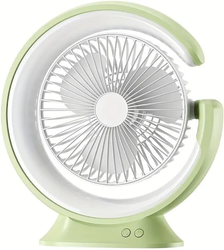 Cooling Mini Fan LED Lights Vertical 180° Horizontal 90° Rotation Silent Desk Fan Lamp Fan Desktop Personal Fan for Travel Table - Green