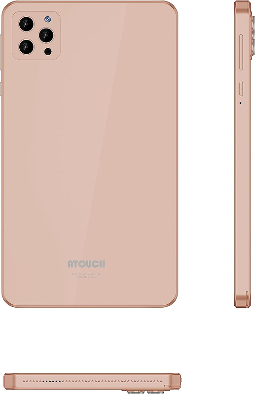 Atouch 7inch IPS Smart Android Tablet With Wireless Bluetooth, WiFi And Dual SIM 5G Zoom Supported X18 Kids Tablet With Protective Cover - Gold