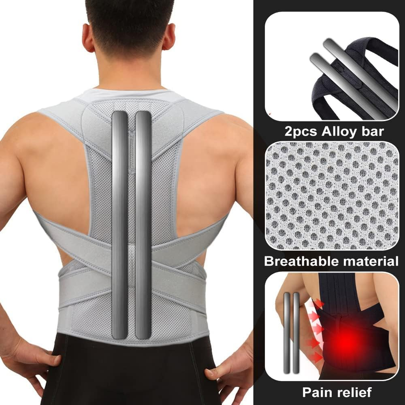 Posture Aligner Shoulder Support Adjustable Back Pain Corrector Brace Belt , Size - Universal