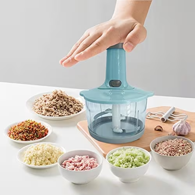 Generic Multifunctional Food Chopper - Manual 2 In 1 Speedy Hand Press Food Chopper - 2000ml Large Container Vegetable Dicer Mincer