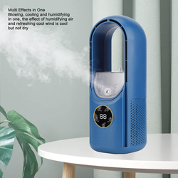 Bladeless Cooling Fan, Portable Breeze Quiet Humidifier Tower Fan, Automatic Timing Leafless Desktop Fan with 6 Speed Wind Speed, Rechargeable USB Desk Fan for Home and Office