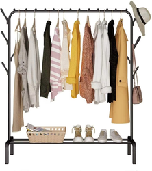 Garment Cloth Rack, Clothes Hanger Stand Clothes Dryer Rail With Branch Hook Large Bottom Storage Space For Shoes Clothes Jacket Umbrella Hats Scarf Handbags