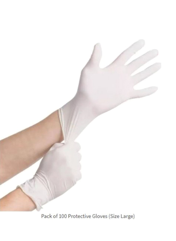 Latex Examination Powder Free Gloves, 100 Pieces, White, Large