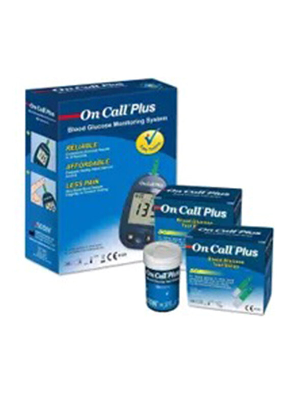 

On Call Plus - Acon On Call Plus Acon Glucometer + 2 Pack Testing Strips, Blue