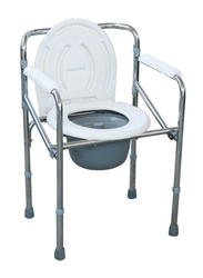 Chair Commode Without Wheels, Silver/Blue
