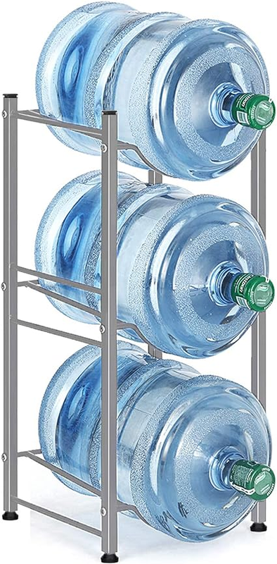 Water Bottle Storage Rack, 3-Tier Water Cooler Jug Rack Stainless Steel 5 Gallon Water Bottle Holder Heavy Duty Stackable Water Storage Shelves Organizer