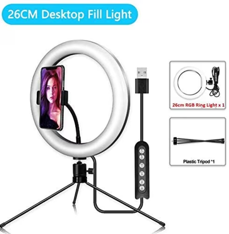 Photographic Lighting - RGB Ring Light With Phone Tripod Stand Camera Photography Makeup Video Live Studio Selfie Led Light &Tablet Holder