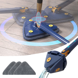 360 Degree Rotatable Adjustable Cleaning Mop, Extendable Triangle Wall Cleaner Mop,with Reusable Washable Mop Pads, Wall Cleaning Mop for Wall Ceiling Floor