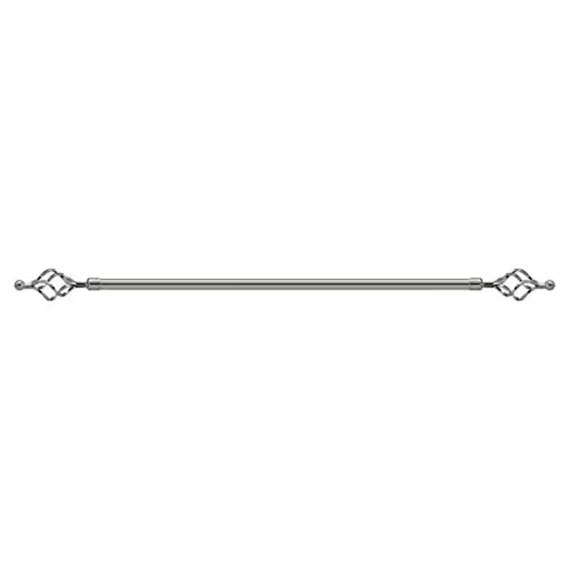 Adjustable Curtain Rod, 110-200 cm, Silver, Metal Single Rod Window Treatment Rod Drapery Rod