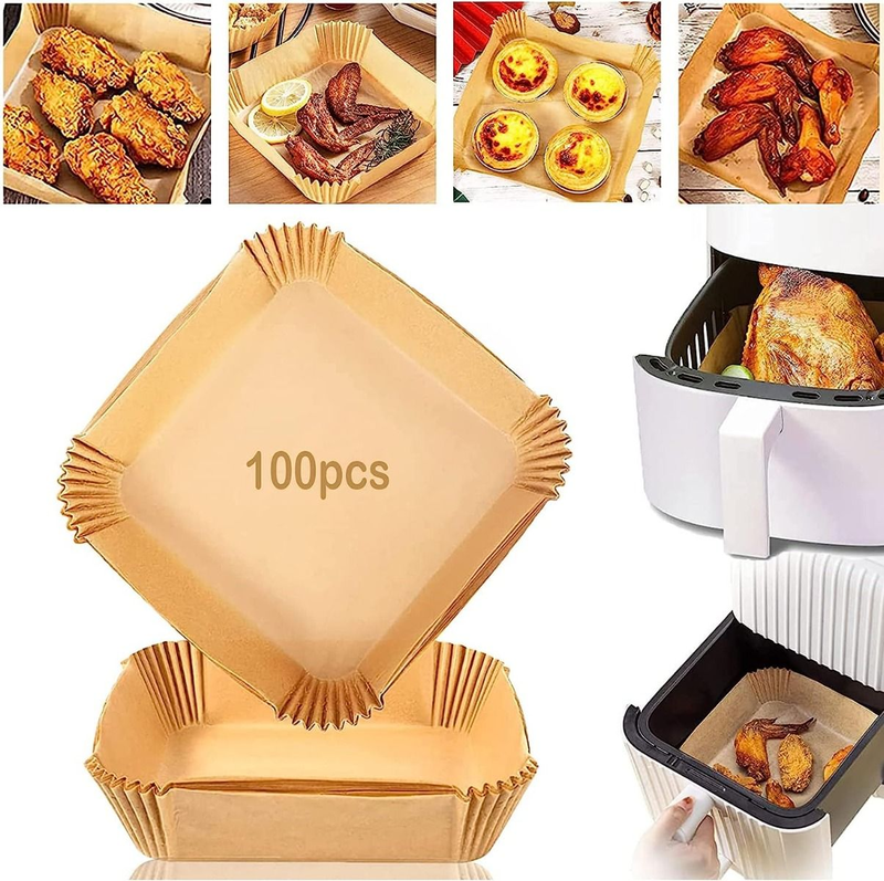 

Generic Air Fryer Disposable Paper Liner, 50 Pieces Food Grade Square Air Fryer Parchment Paper, 20Cm Large Waterproof Non-Stick Parchment Paper For A