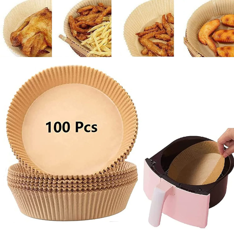 

Generic Air Fryer Disposable Paper Liner, 100PCS Non-stick Disposable Air Fryer Liners, Baking Paper for Air Fryer Oil-proof, Water-proof, Parchment for Bakin