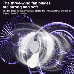 Cooling Mini Fan LED Lights Vertical 180° Horizontal 90° Rotation Silent Desk Fan Lamp Fan Desktop Personal Fan for Travel Table - White