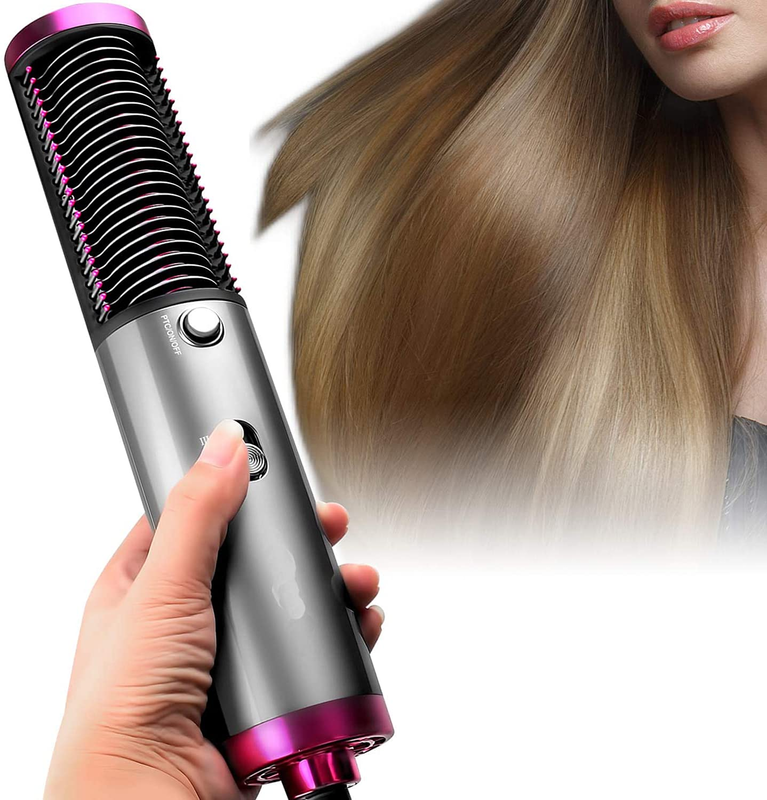 3 In 1 Hot Air Brush, Ptc Heating Button Fast Hair Dryer And Straightener, One-Step Blow Dryer Brush, Negative Ions Anti-Frizz, Anti-Scald For All Types Hair