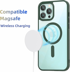 BLEAWS iPhone 15 Pro Max Magsafe Case, Scratch-Resistant, Compatible with Magnetic Wireless Charging, Ultra Slim, Magnetic Transparent Cover for iPhone 15 Pro Max Green