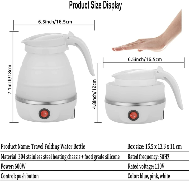 Silicone Travel Foldable Water Heater Jug Collapsible Mini Portable Electric Kettle