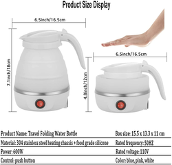 Silicone Travel Foldable Water Heater Jug Collapsible Mini Portable Electric Kettle