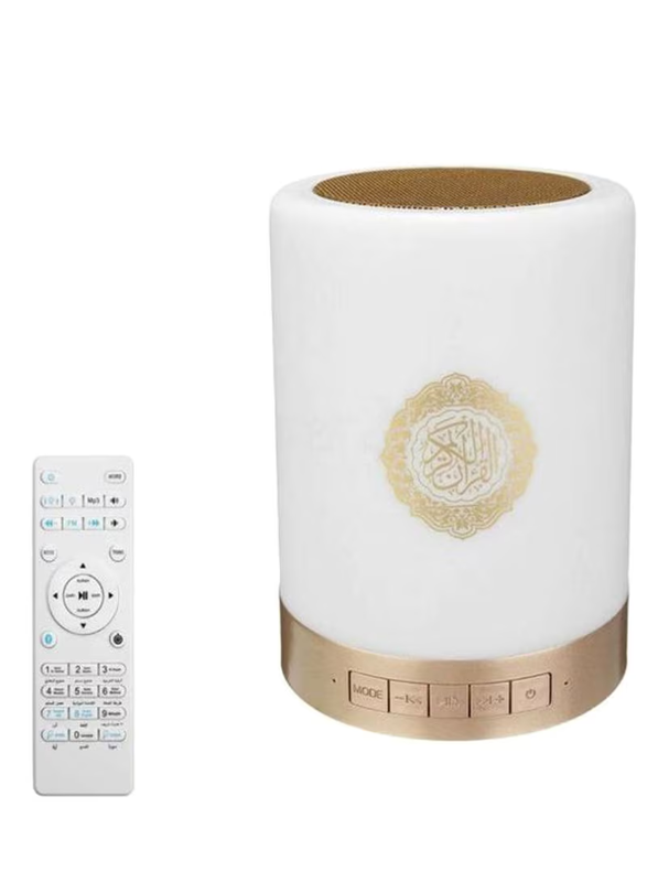 Generic Quran LED Lamp Bluetooth Speaker With Remote White/Gold