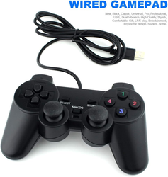 USB Dual Shock Joystick Gamepad Gaming Controller Double Vibration Feedback Motors for PC Computer Laptop Window (Black)