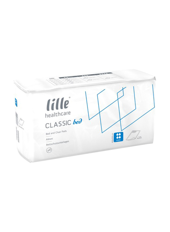 Lille Healthcare Classic Disposable Bed Pads, 60x90cm, Maxi, 25 Piece, White