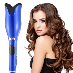 Generic Hair Curler, Air Spin Ceramic Rotating Curler, Electric Hair Comb Hair Curler Styling Comb, Lcd Digital Display - Blue