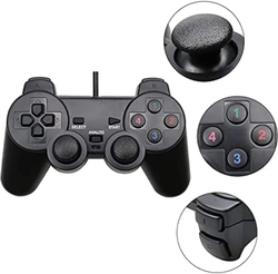 Twin USB Joystick - Gamepad Gaming Pad Wired Controller with Double Vibration Feedback Motors for PC Computer Laptop Window (Black)