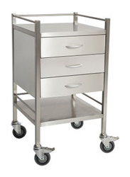 Nursing Trolleys with 3 Drawer, Silver