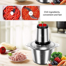 Electric Meat Grinder Household Grinder Food Chopper Stainless Steel Pure Copper Motor Meat Fruit And Vegetable Minced For Home And Commercial Use,2L