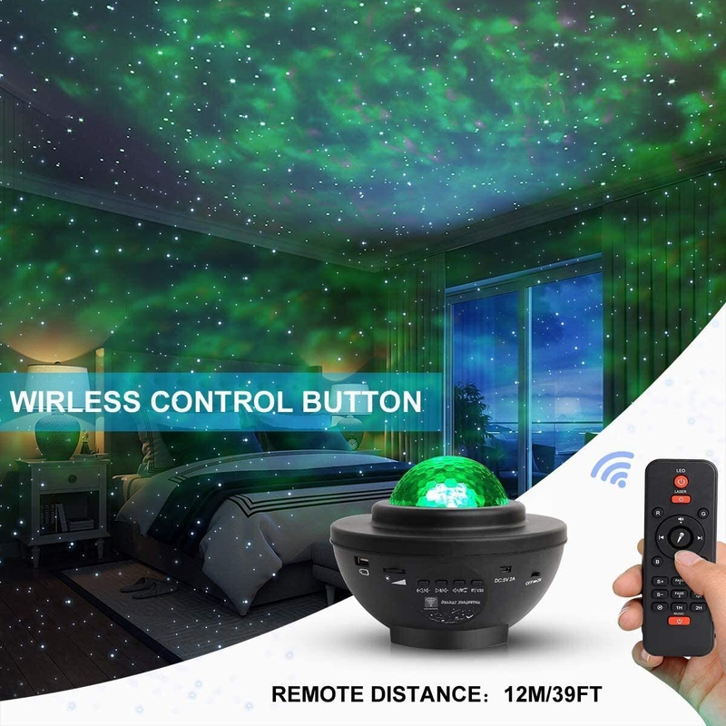 Star Projector, Starry Galaxy Night Light Projector For Bedroom, Ocean Wave Star Night Light Projector With Bluetooth Music Speaker & Voice Control 10 Color Sky Light Projector