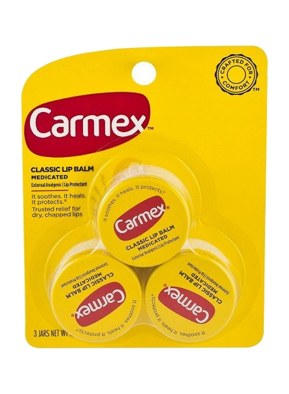 Carmex Medicated Classic Lip Balm, 3 Pieces