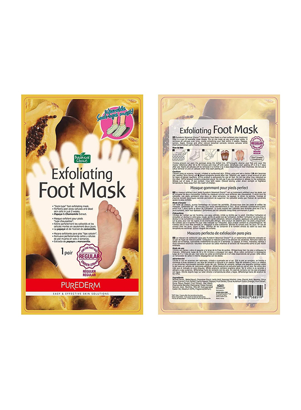 Purederm Botanical Choice Exfoliating Foot Mask Regular, 5 Pieces