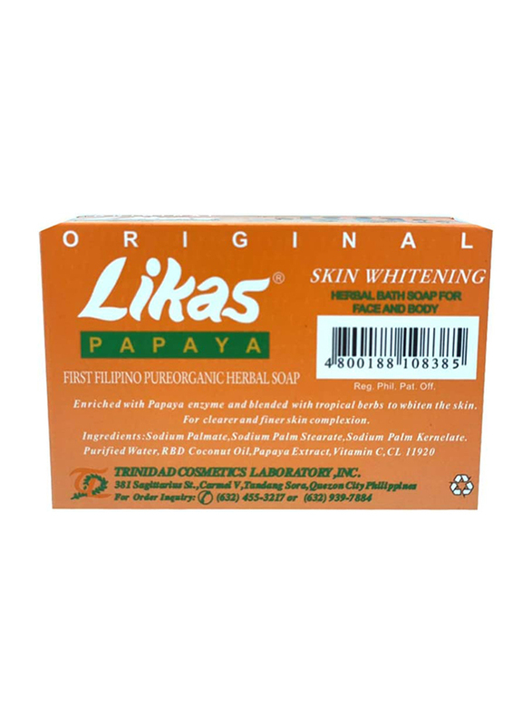 Likas Skin Whitening Papaya Herbal Soaps, Yellow, 2 Pieces