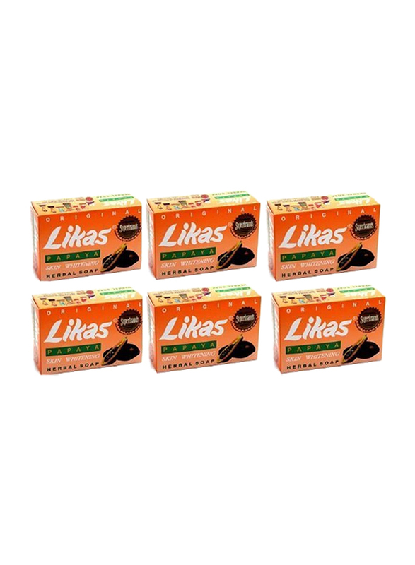 Likas Skin Whitening Papaya Herbal Soaps, Yellow, 6 Pieces