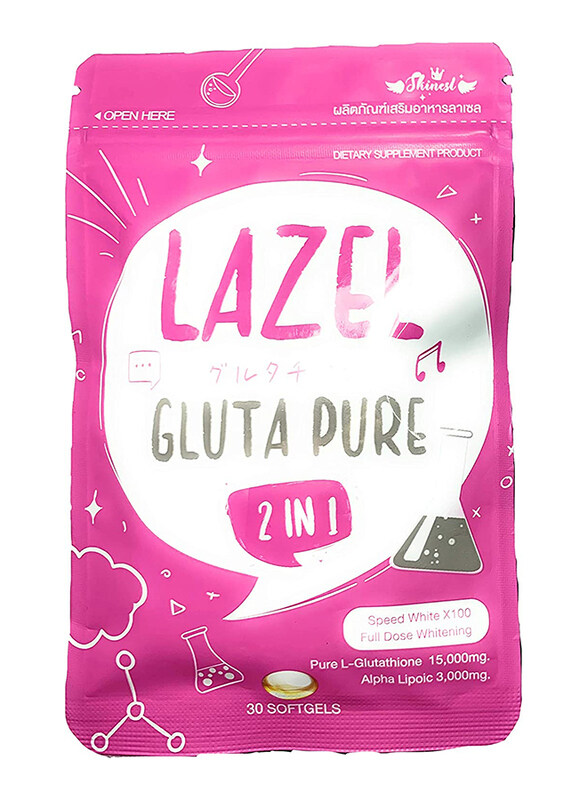 

Lazel Gluta Pure 2-in-1 Full Dose Whitening L-Glutathione Dietary Supplement, 30 Softgels