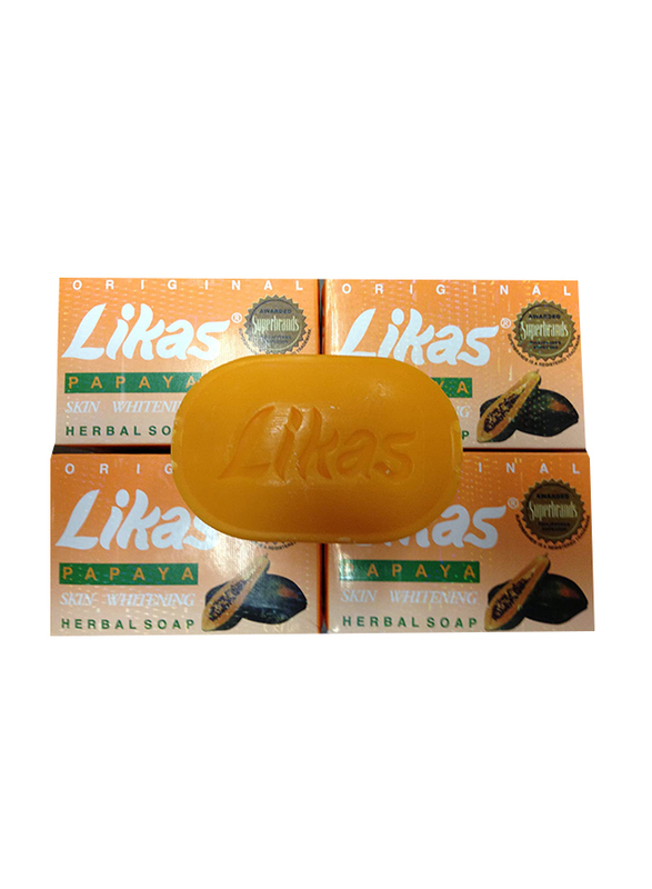 Likas Skin Whitening Papaya Herbal Soaps, Yellow, 4 Pieces