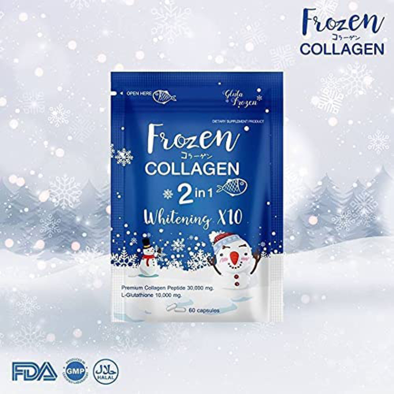 FrOzen Detox and Collagen Whitening x 10 Glutathione Double Pack, 60 Capsules x 2 Piece