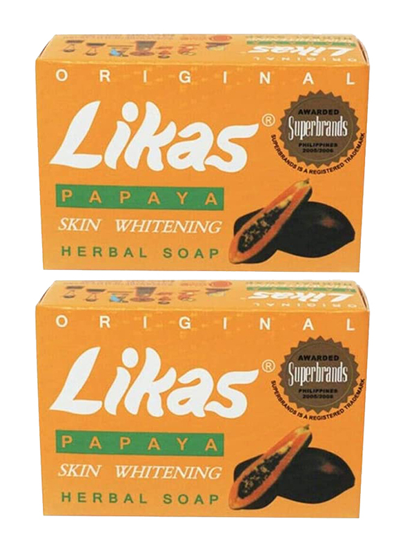 Likas Skin Whitening Papaya Herbal Soaps, Yellow, 2 Pieces