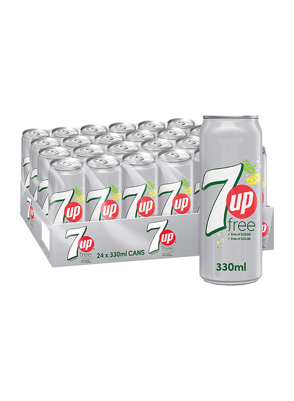 7UP Free Carbonated Soft Drink, 24 Cans x 330ml