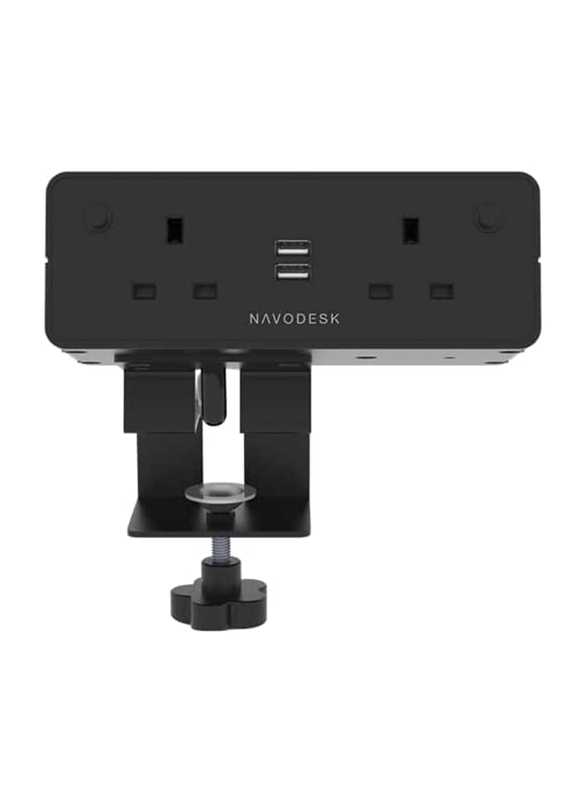 Navodesk 2 Way Power Extension Strip with USB Charging Ports and 1.8m Cord, Black
