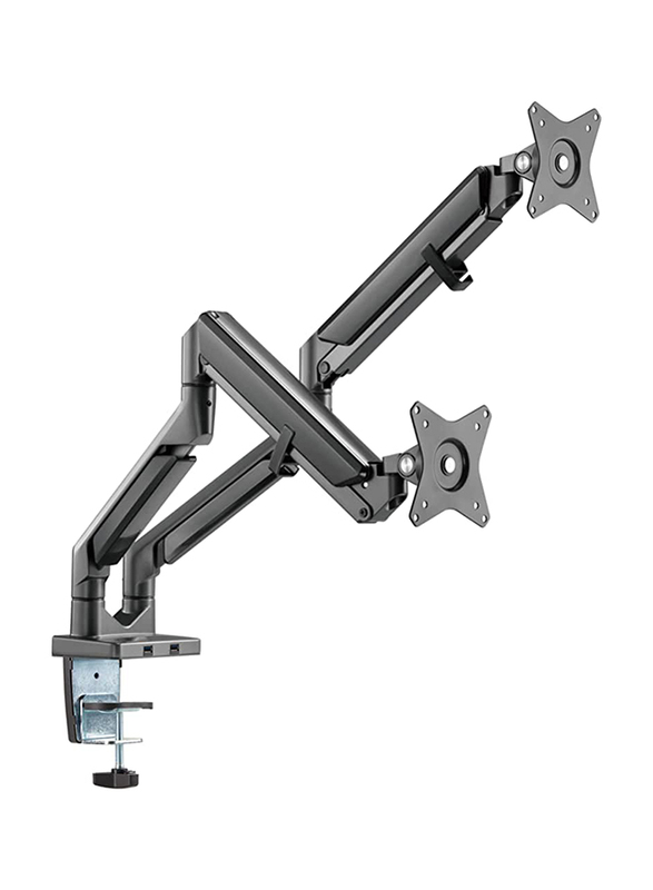 Navodesk Premium Quality Dual Monitor Control Arms with Gas Spring Tech & USB Hub, Grey